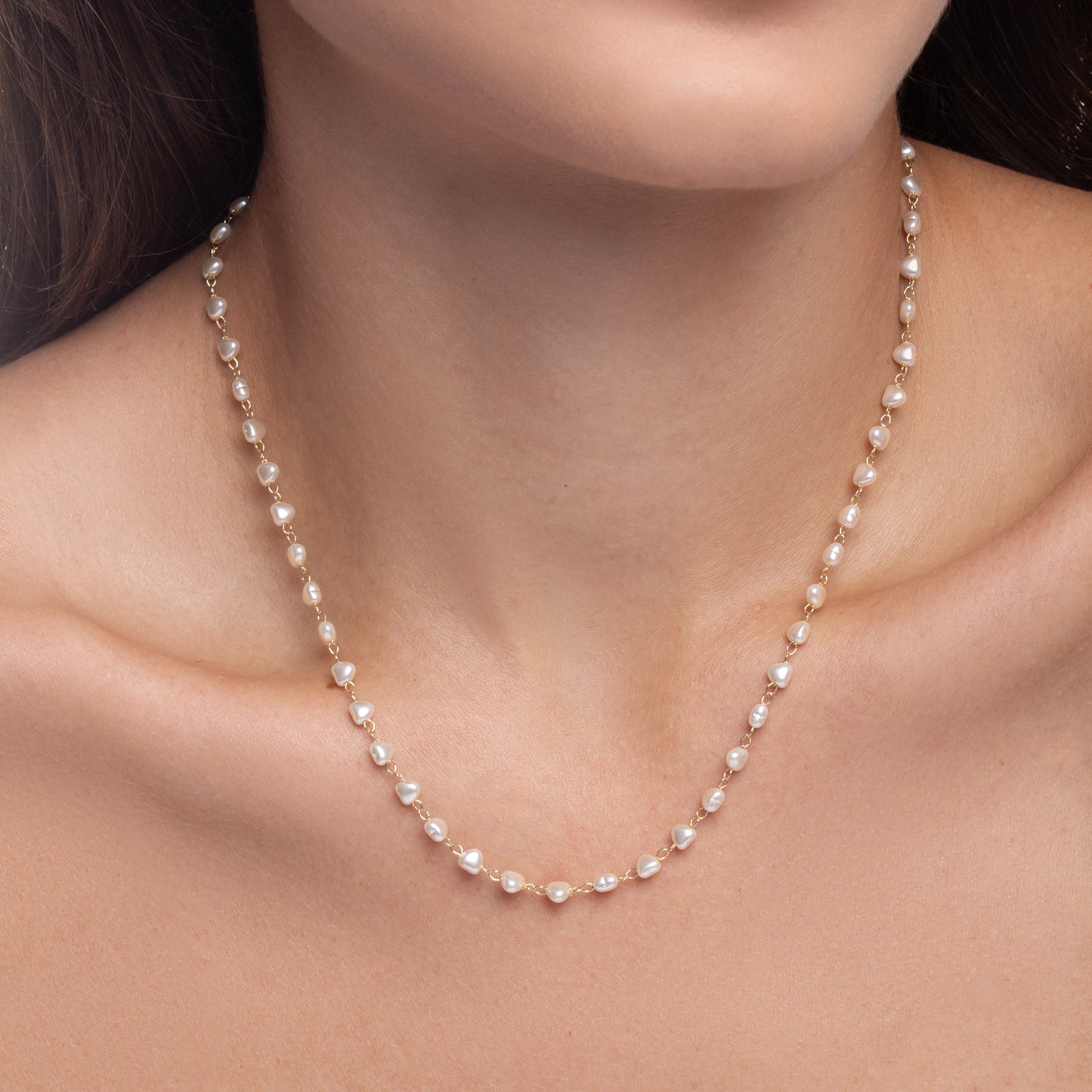 Heart-Shaped Pearl Chain Necklace