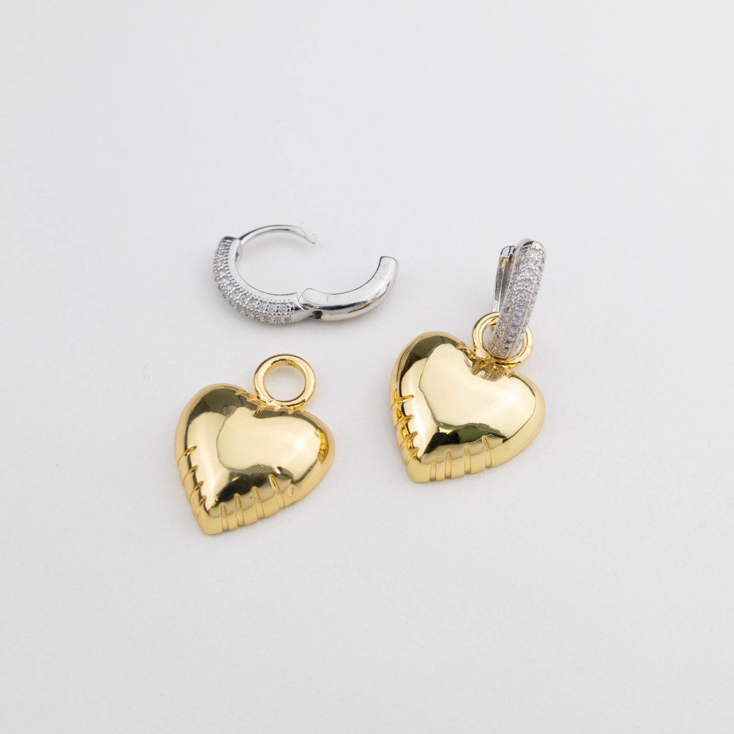 Silver Hoops with Gold Heart