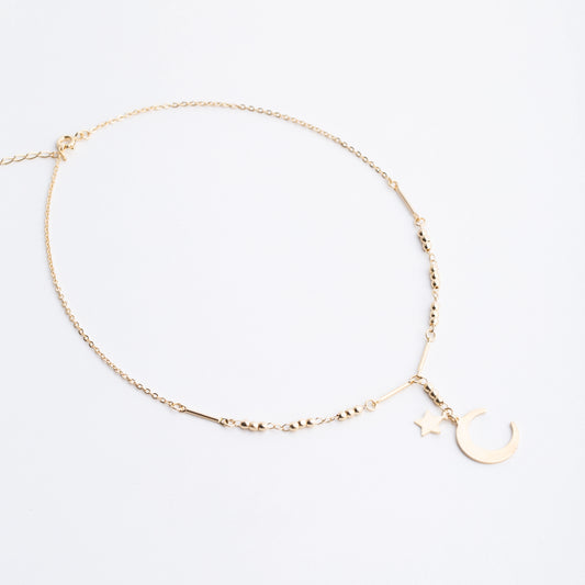 Chain with Gold Moon and Star Pendant