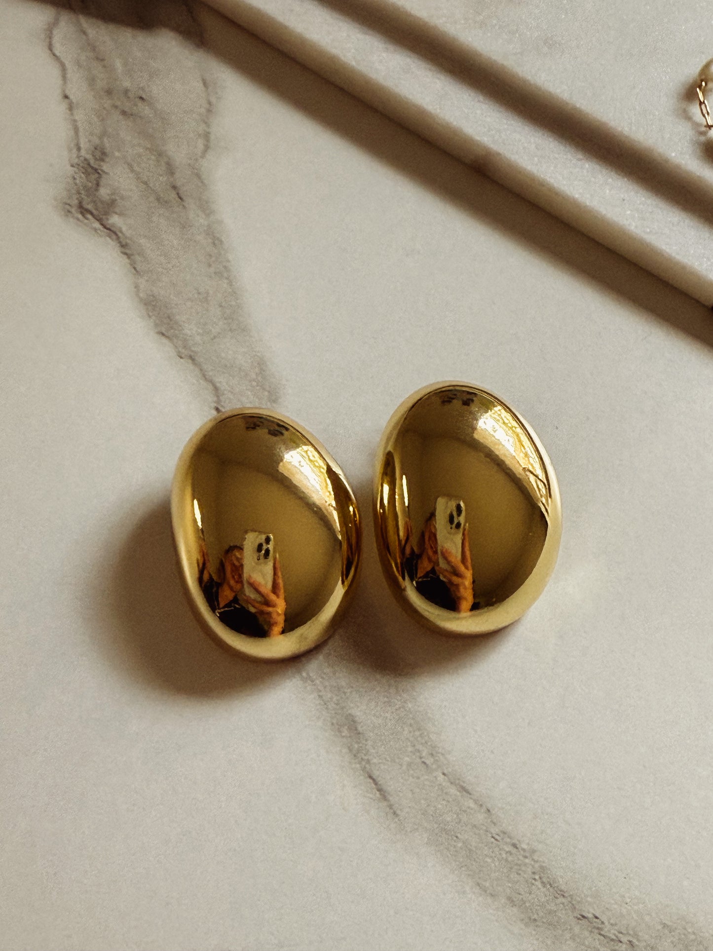 Gold Oval Dome Earrings
